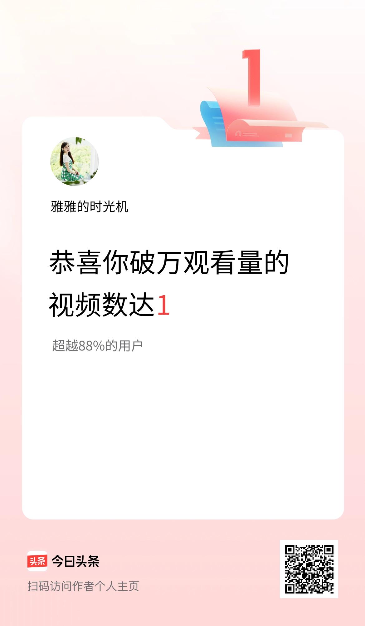 我在头条有1条视频播放量破万了！