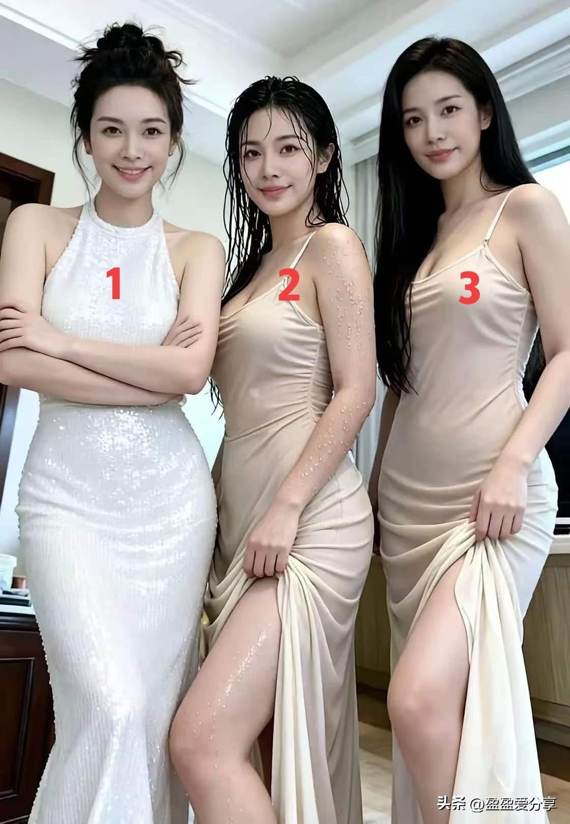 3个美女谁最漂亮？我看2号最漂亮。