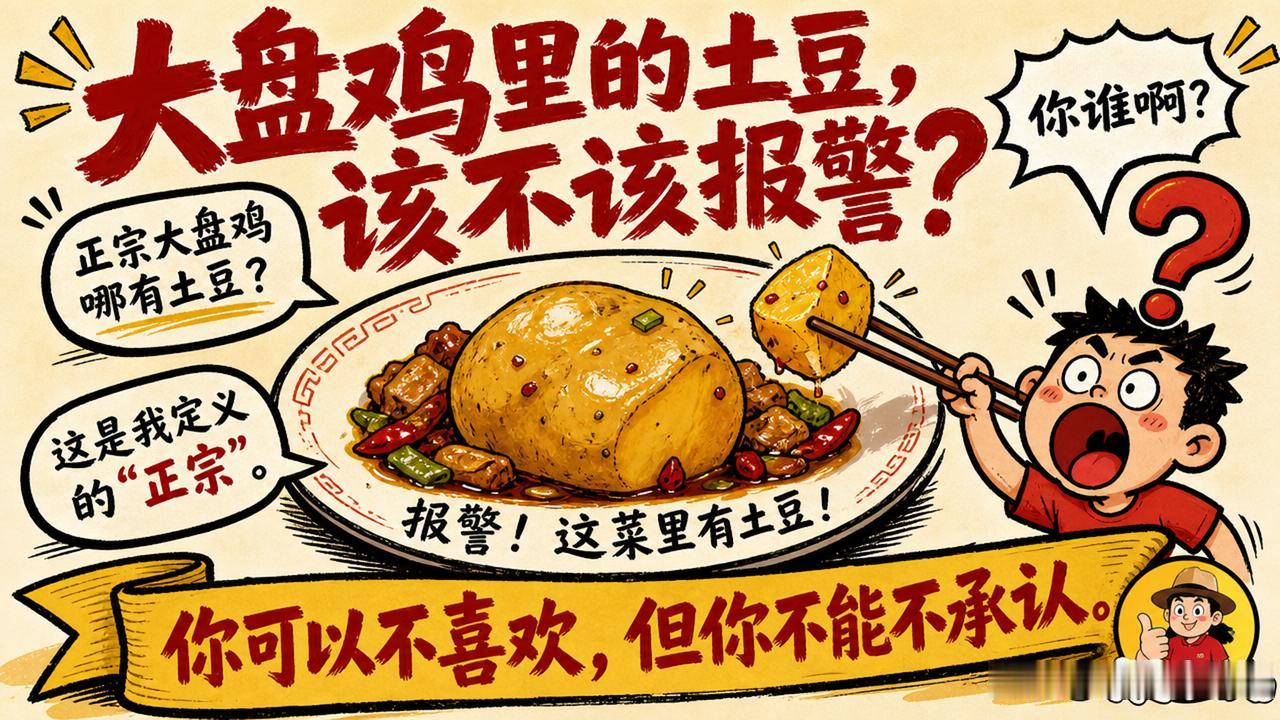 这两天，“大盘鸡里该不该放土豆”这个话题突然火了。

    起因是上海一个顾客