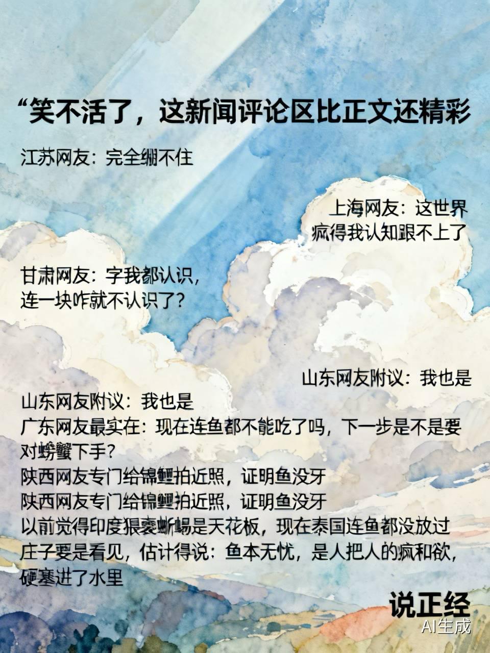 笑不活了，这新闻评论区比正文还精彩。

江苏网友：完全绷不住。上海网友：这世界疯
