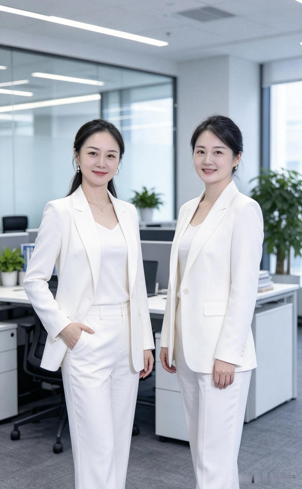 小编说，这是和他在公司一起上班的双胞胎姐妹，大家看一下，是不是，俩人都长得一模一