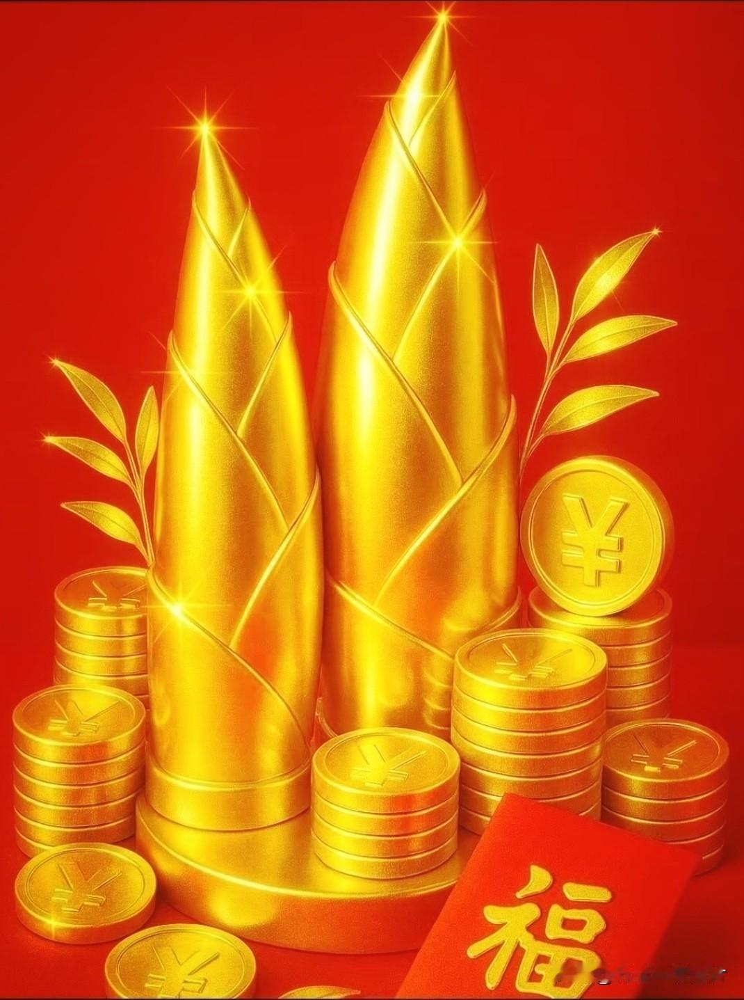 金笋迎祥瑞，金币聚福财。