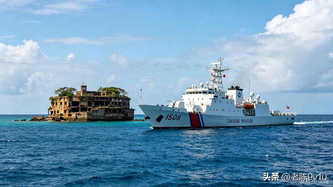 国庆期间，东安舰编队坚守南海维权一线，在仁爱礁、仙宾礁附近海域开展执法巡查，同时