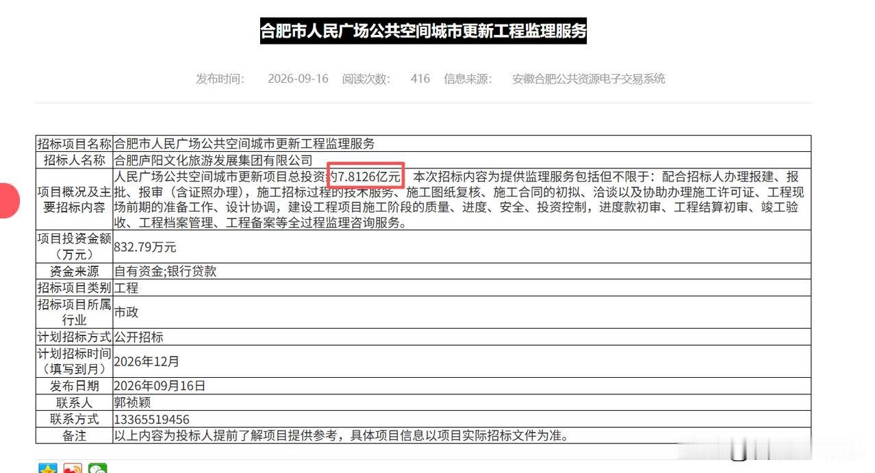7.8亿改造市府广场项目，预计12月启动招标，意味着改造即将全面提速，规划蓝图有