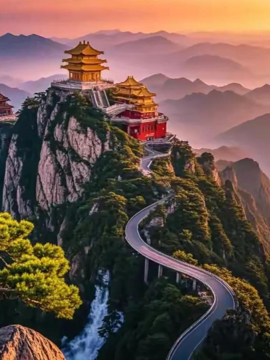 峰峦叠嶂映霞光，云卷云舒尽自由。#云海苍茫。# #风光奇绝# #发张你手机里最美