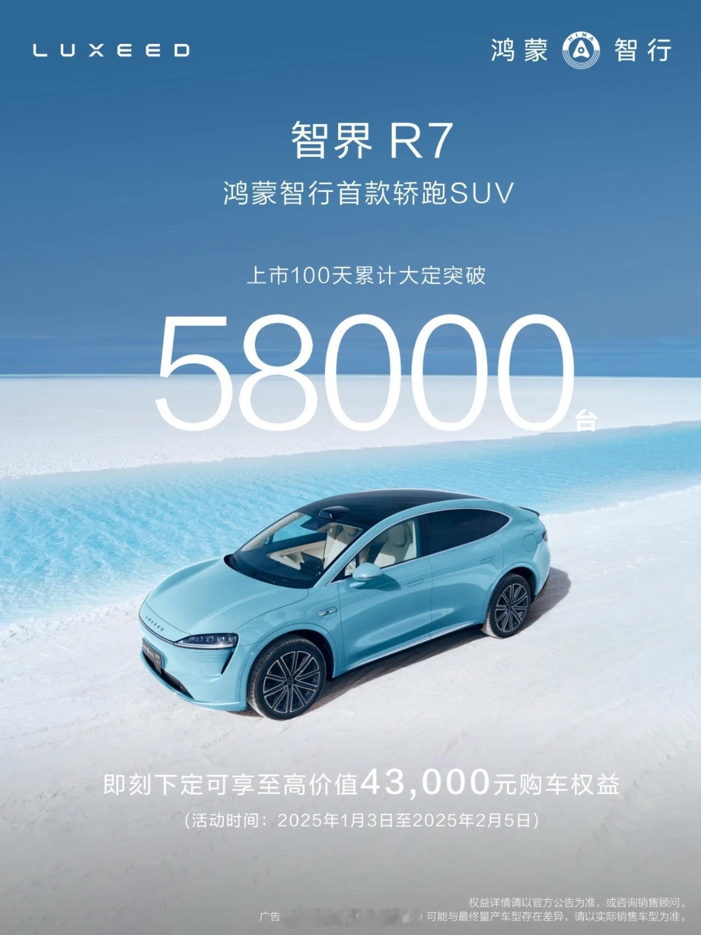 智界R7大定超58000台 R7确实是一辆很好的车，也是用实力成为了年轻人出行首