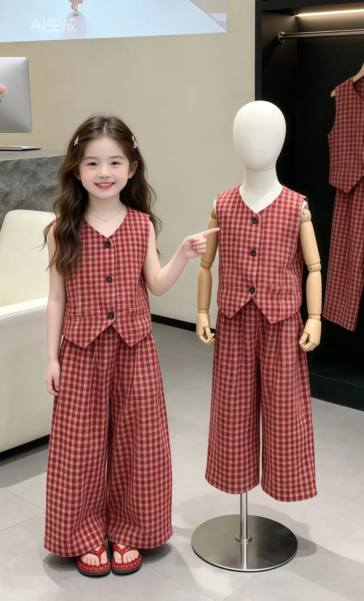 女宝宝夏日穿搭 夏日高质量萌娃穿搭 韩版女童格子裤套装 复古格纹童装 ...