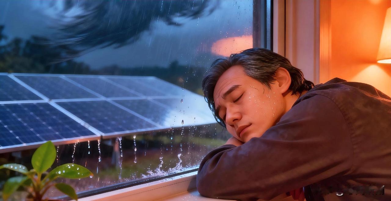 雨落光伏板，奏响安魂曲
 
今晚的窗外，风雨如约而至。风卷着雨丝狂舞，雨珠密集地