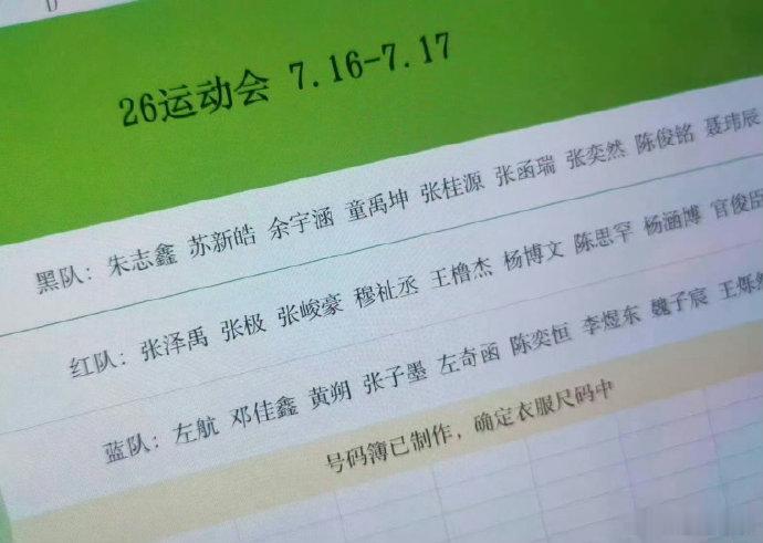 TF家族今年的运动会的分组TF家族26年运动会分组TF家族今年的运动会的分组出来