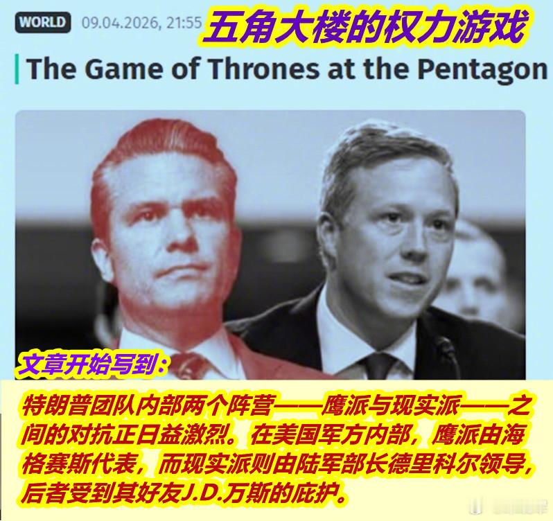 美陆军部长突然辞职图1：按今年4月美媒的分析，陆军部长辞职是军队现实派败给了鹰派