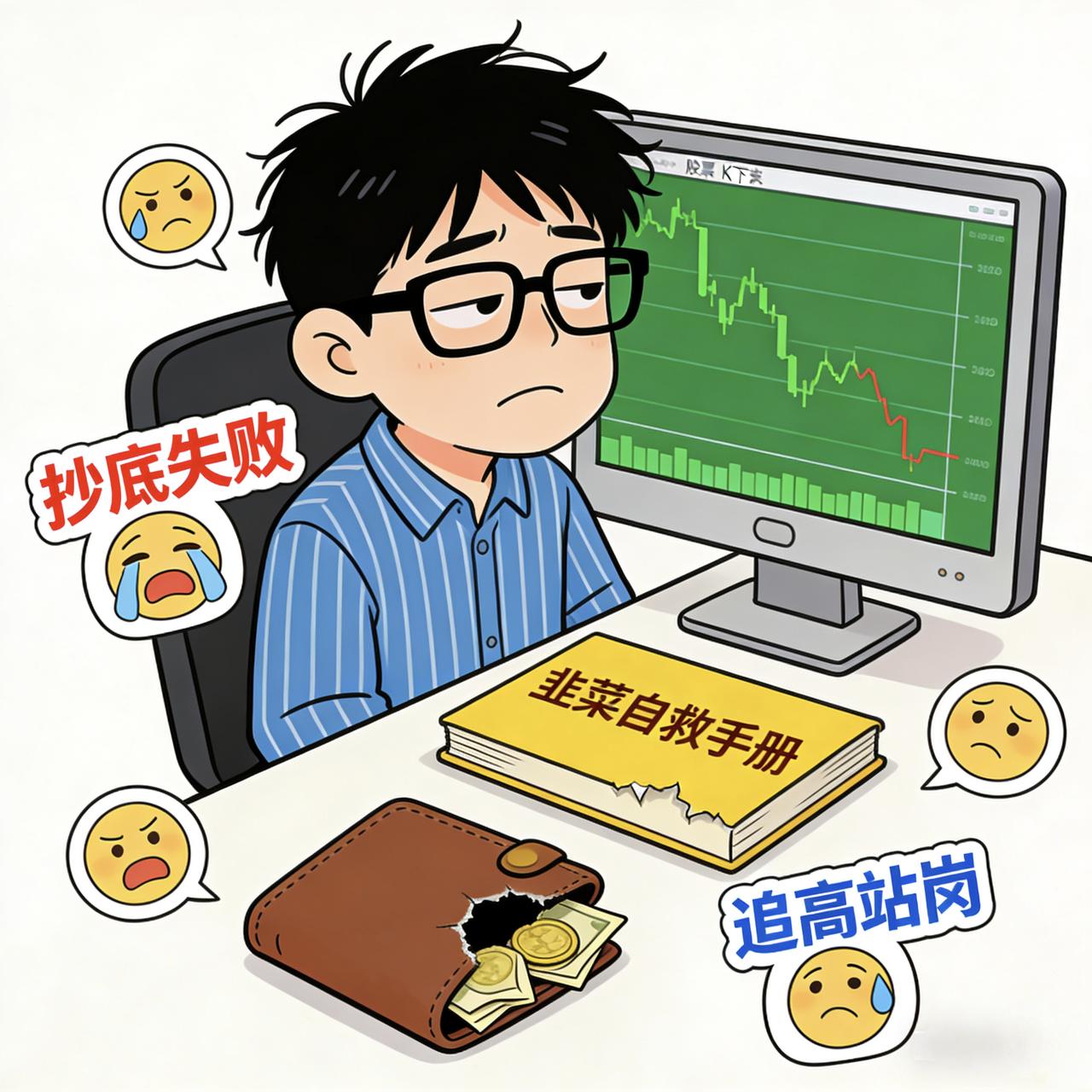炒股就像开盲盒！抄底抄在半山腰，追高精准接盘，刚割肉就起飞～ 钱包越炒越瘦，心态