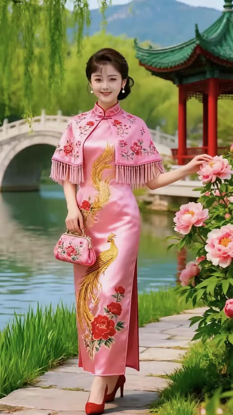 天净沙·游园
彩亭飞檐青瓦，
小桥流水人家，
佳人笑看玫瑰花。
春风入画，
暗香