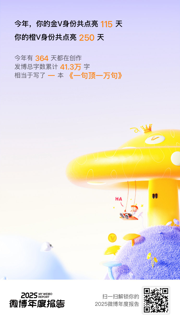 捷报喜报！2025我的V影响力力持续在线：金V成就闪耀115天，橙V成就点亮25