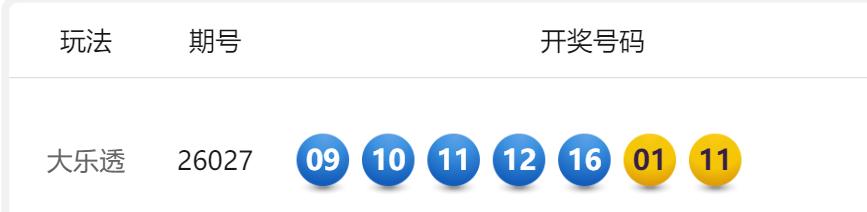 历史第13次4连号开出！大乐透027期奖号09 10 11 12 16+01 1