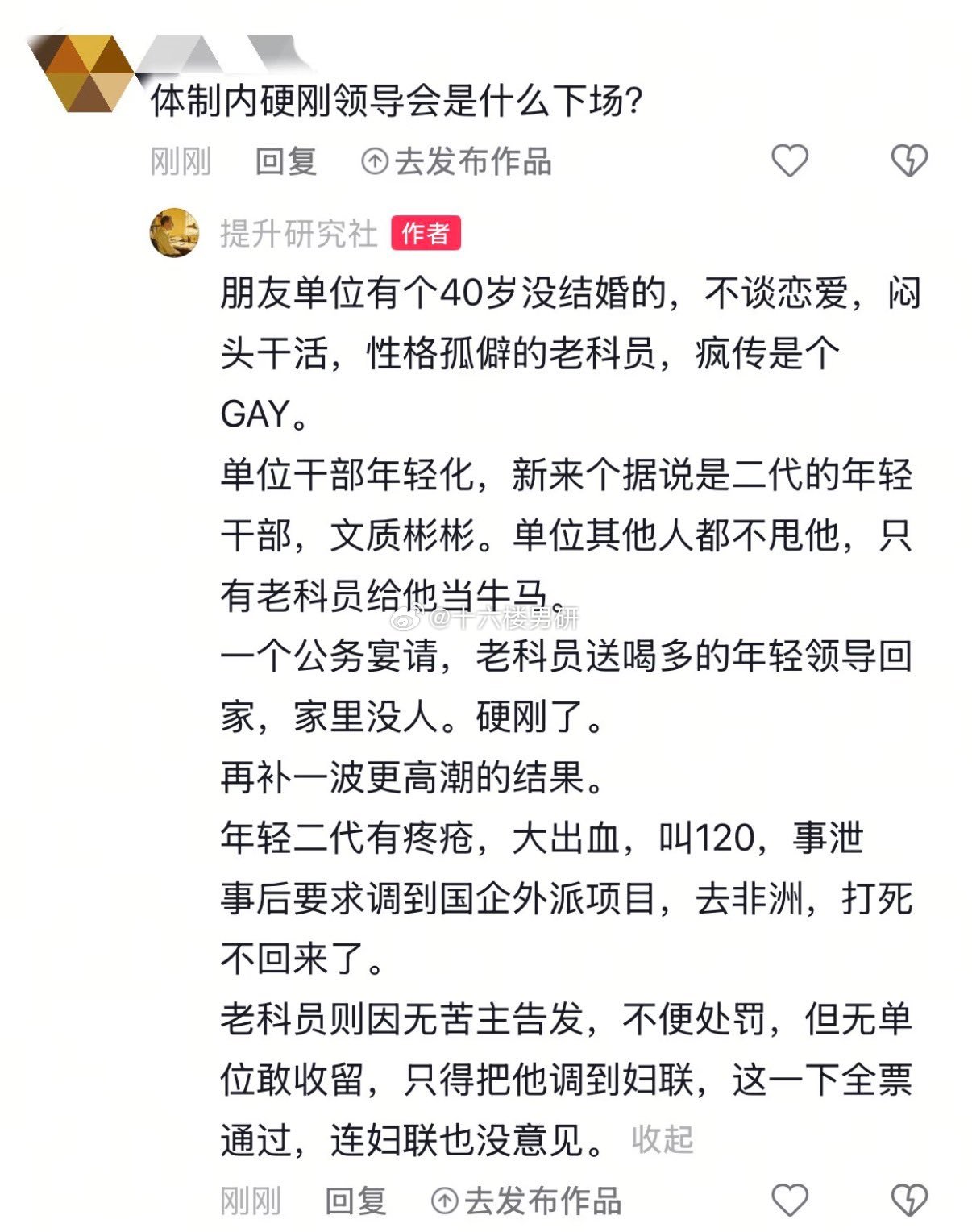 tz内硬刚领导的下场 