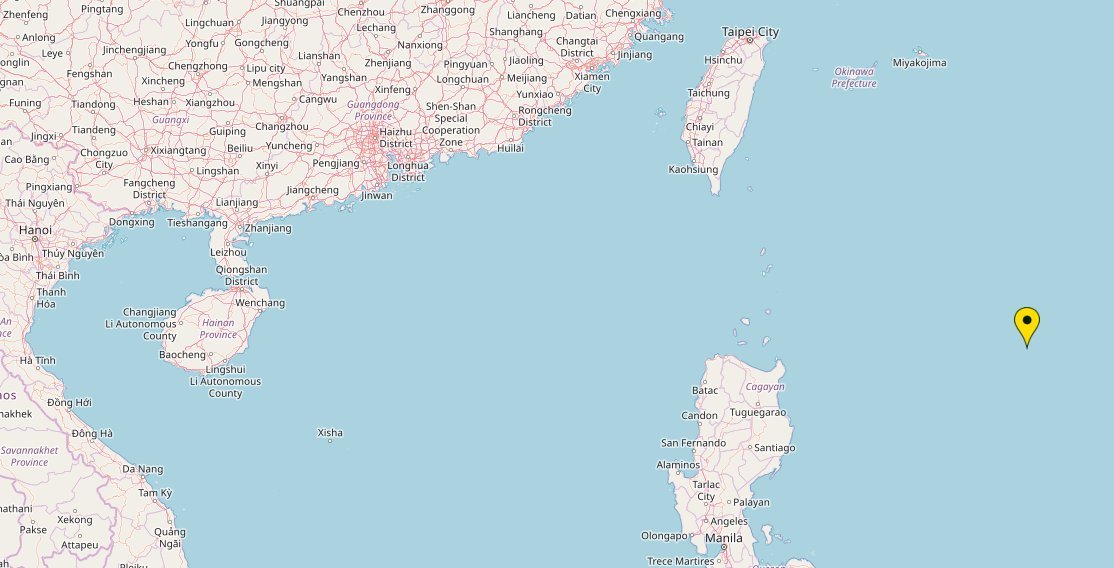 外网卫星图片显示：前些天（5月20日）辽宁舰位于菲律宾以东海域。这个位置日本人拍