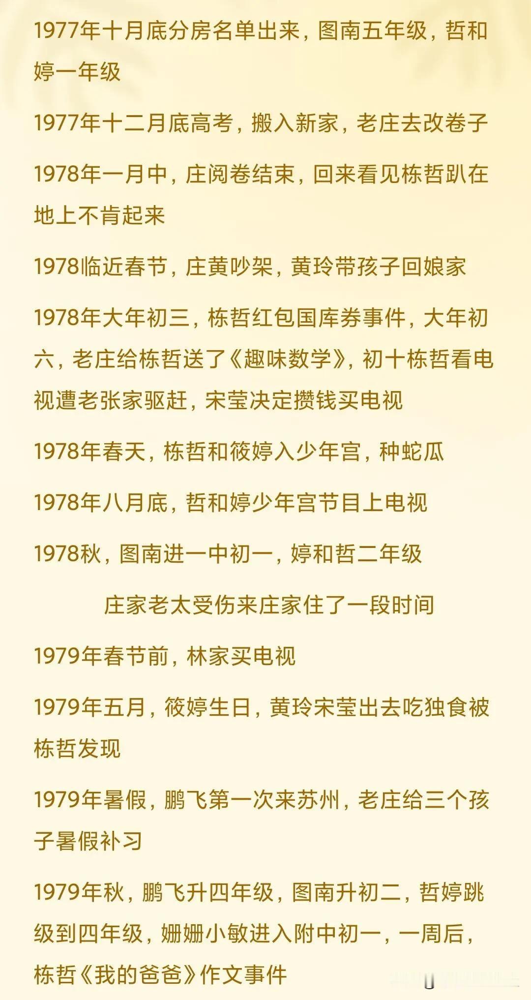 《小巷人家》的时间线来了，原来跨度17年这么久[赞]

从分房子开始，筱婷和林栋