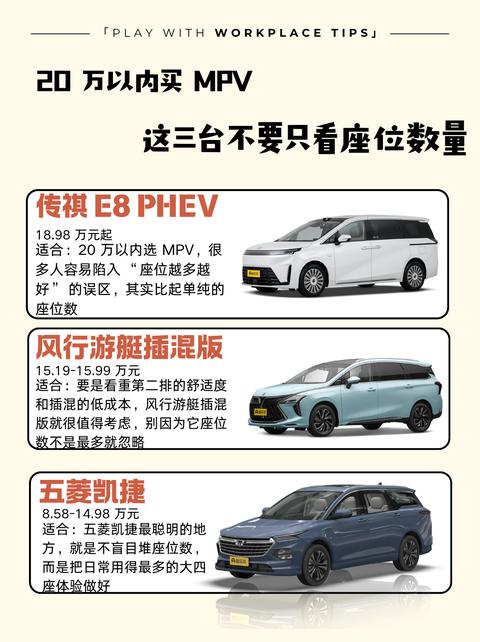 20万内买什么MPV？别被座位数量给忽悠了！
传祺 E8 PHEV，算是 20 