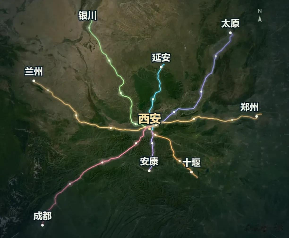 西安是中国高铁的西部门户。从陇海铁路西进，到郑西高铁开通，再到西成、西银等高铁相