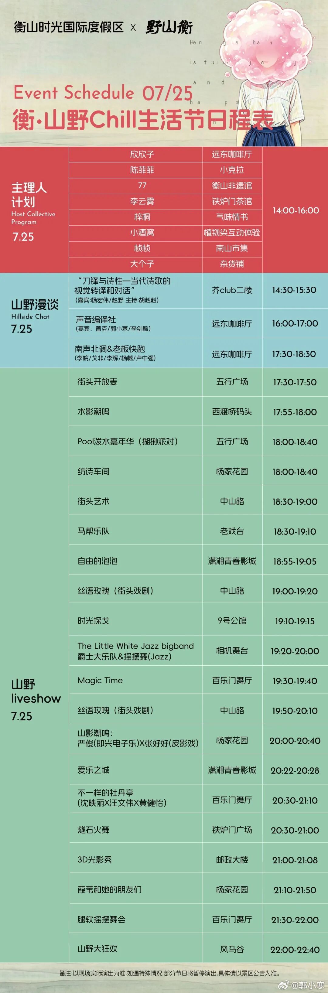 800件事忙完（有没忙完的[囧]）终于可以去演出咯～衡.山野Chill生活节8月