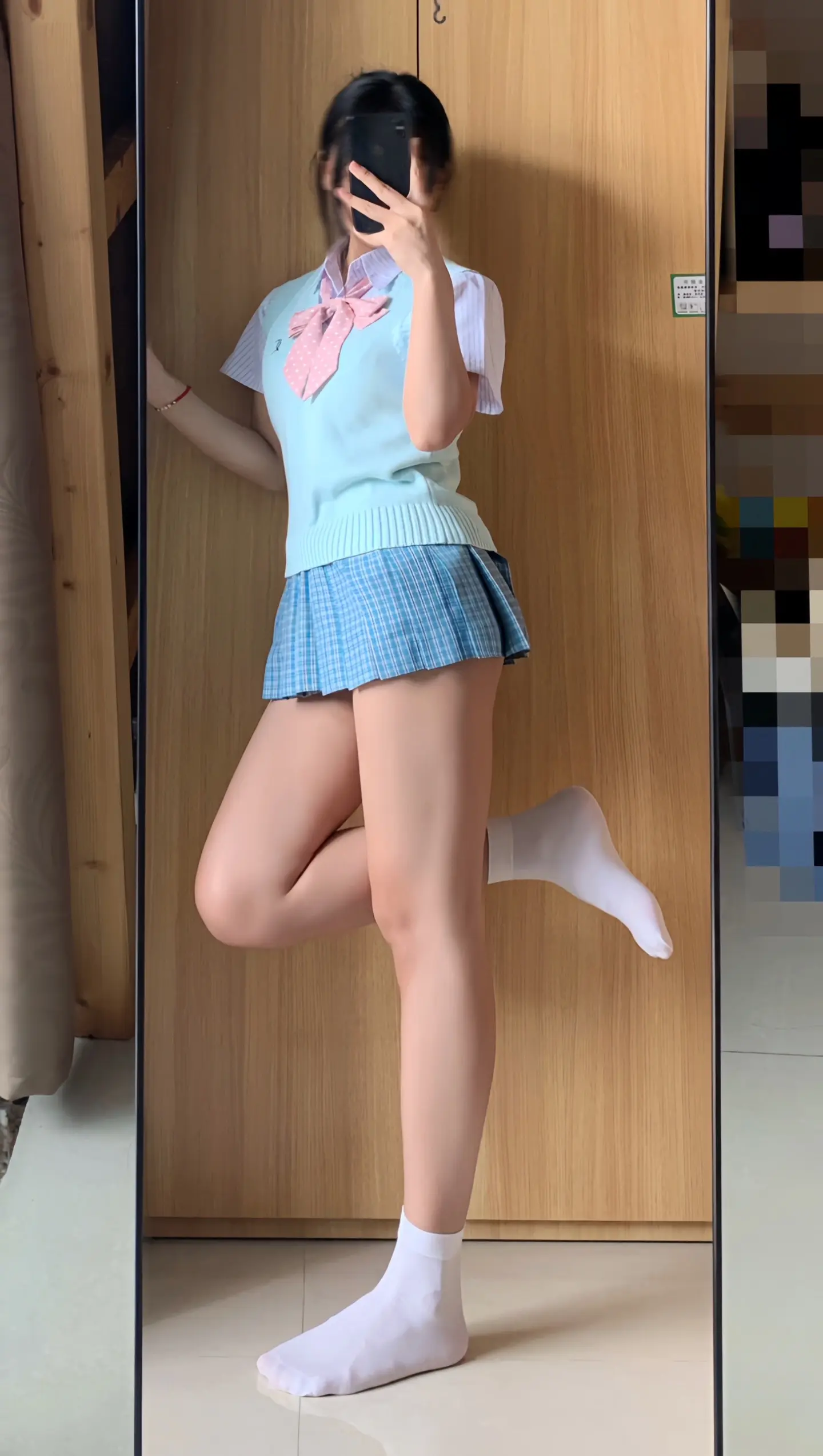 对镜拍 腿长一米八 ootd穿搭 jk