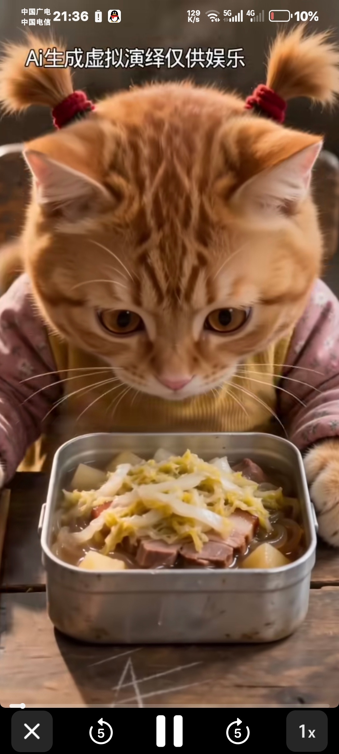 一直刷到这只猫吃白菜炖粉条我也馋了。 