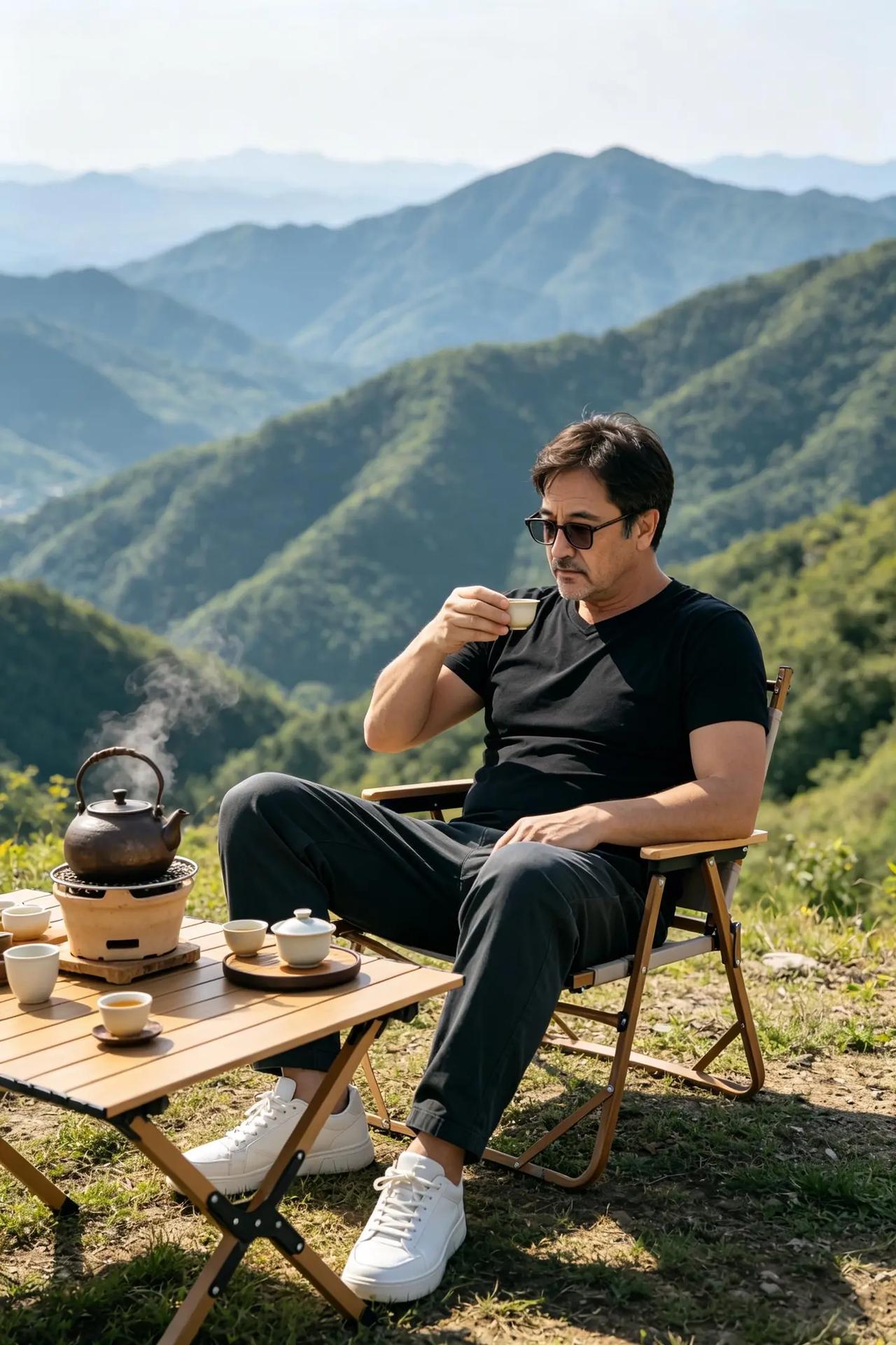 蓝光：登顶胸辽阔，品茗意无穷。蓝光：登顶胸辽阔，品茗意无穷。但愿夕阳近，入杯添香