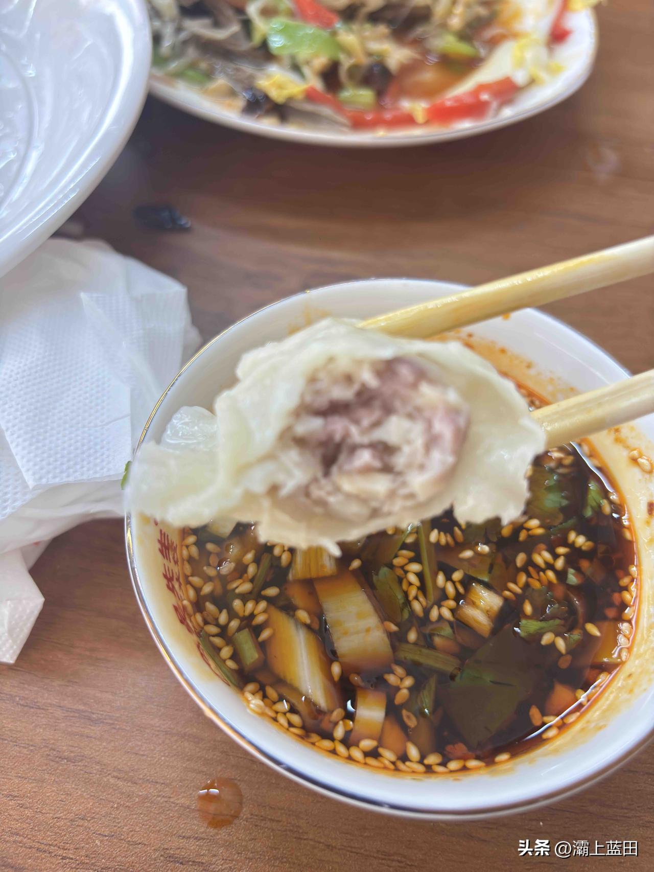 今天下午在蓝田天鹅湖如意饺子店吃的饺子，这是分店，新开的，如意老店在新民街，以前