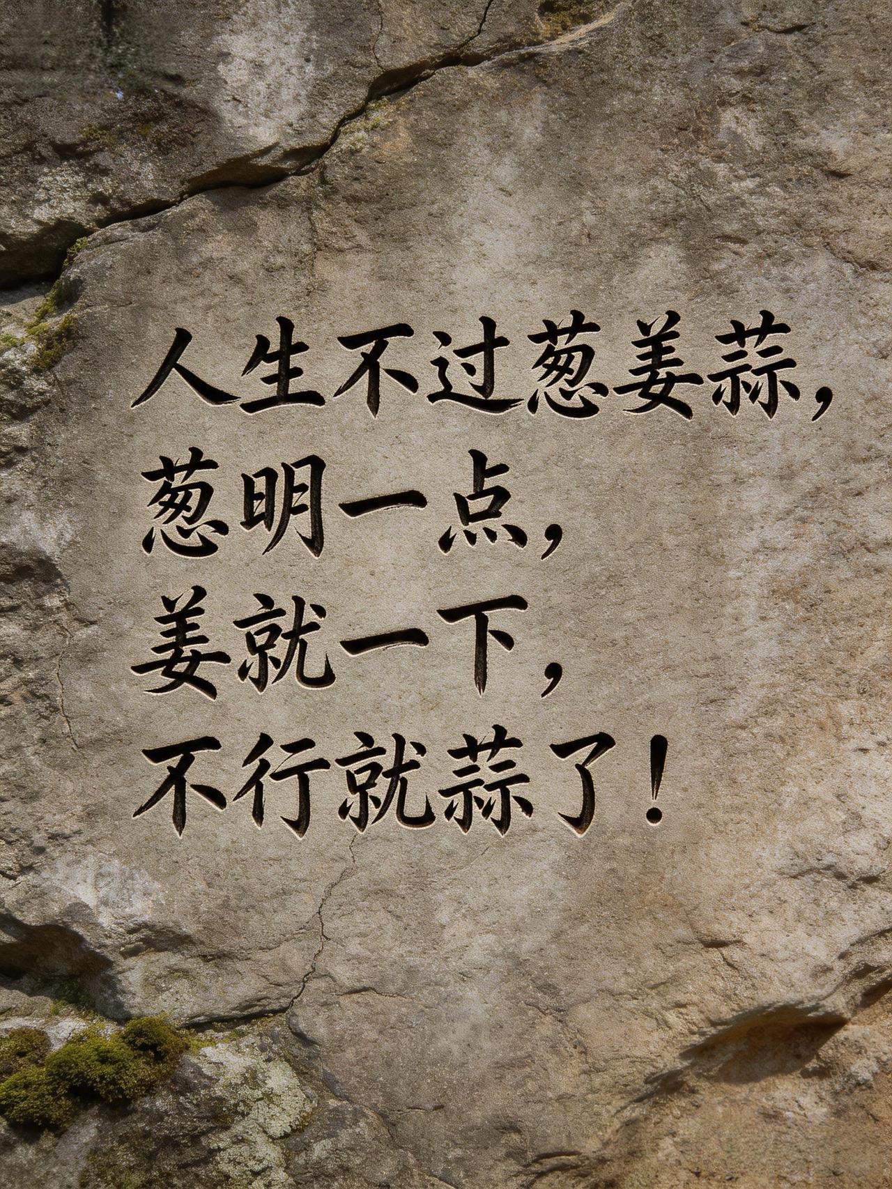 人生不过葱姜蒜，中年人的顶级活法
 
偶然刷到这块石刻，直接笑出眼泪，
这不就是