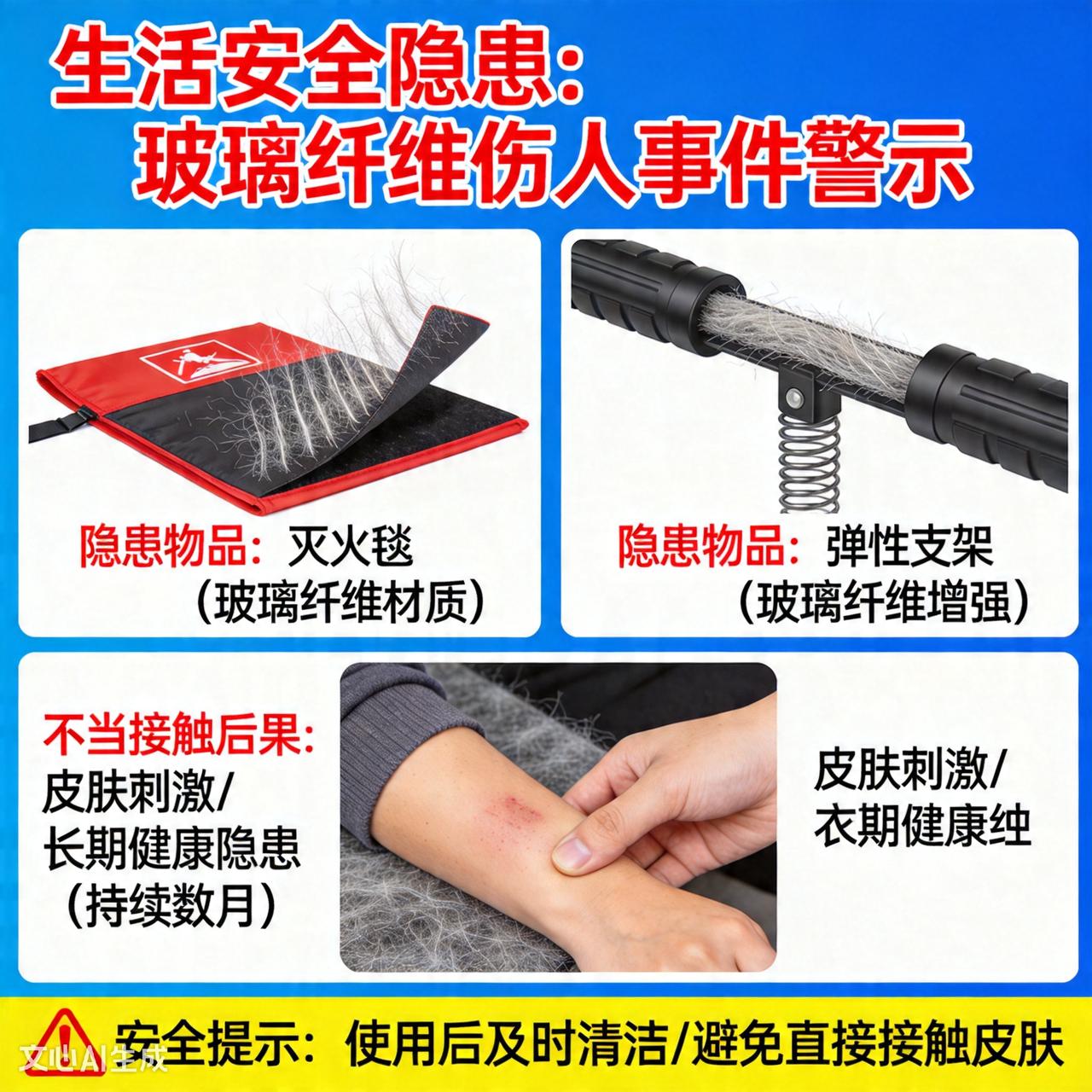 近期两起玻璃纤维伤人事件，让本是安全应急用品的灭火毯与弹性支架，意外成为威胁健康
