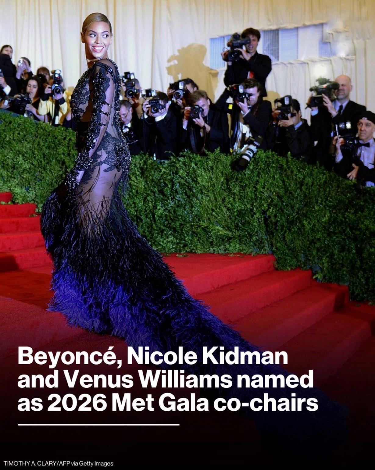 《Vogue》杂志宣布，碧昂丝、妮可·基德曼和维纳斯·威廉姆斯将与安娜·温图尔共