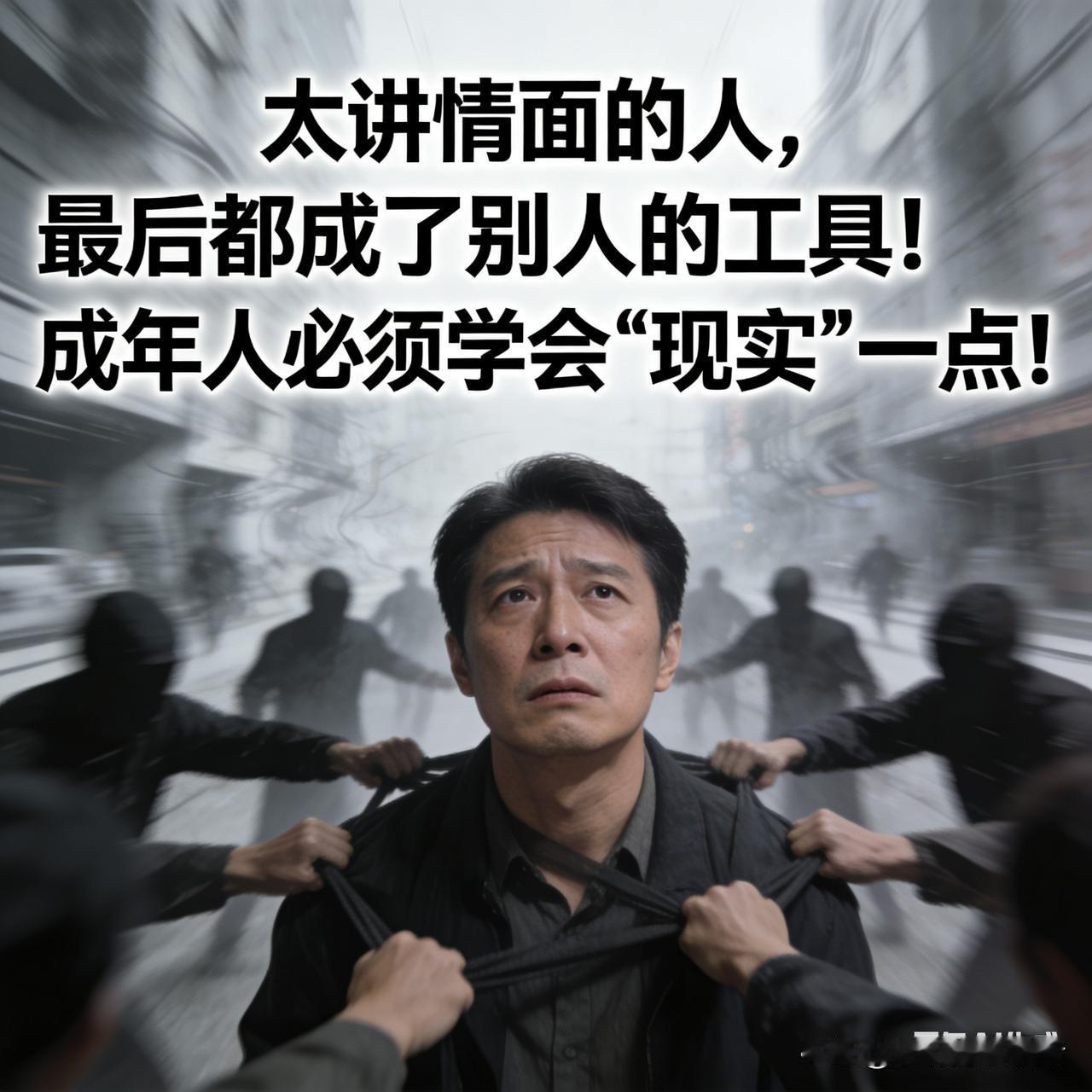 太顾及情面之人，最终往往沦为他人工具。成年人需学会“现实”些。

      “