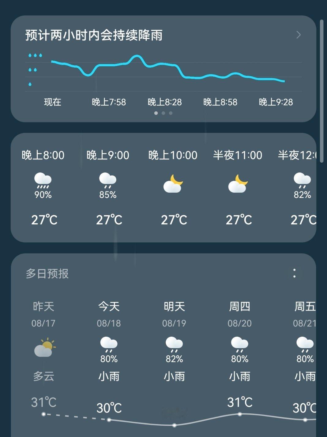 我亩阵好不容易回趟家还下雨了 