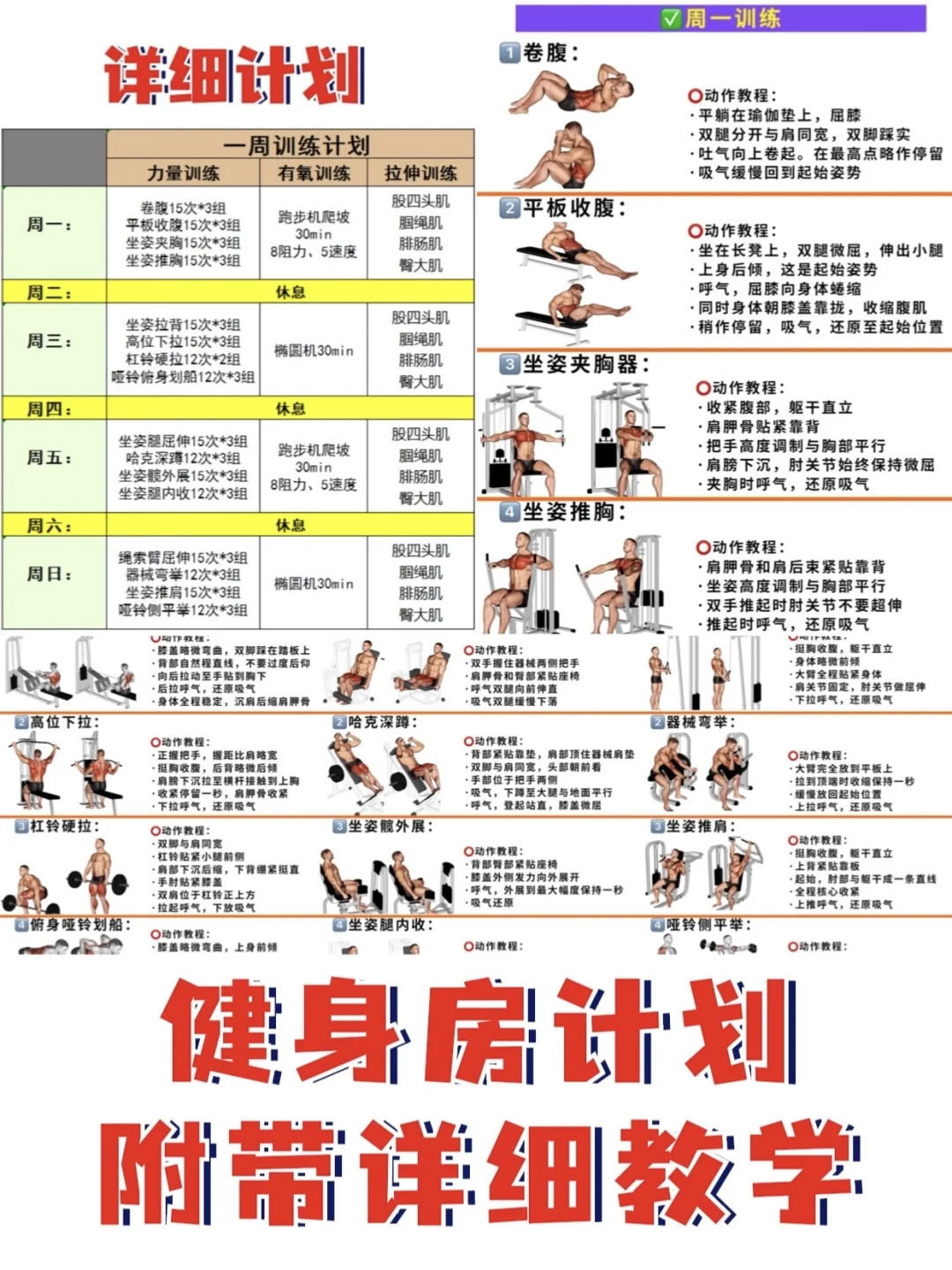 新手健身计划！一周练全身，附带详细教学