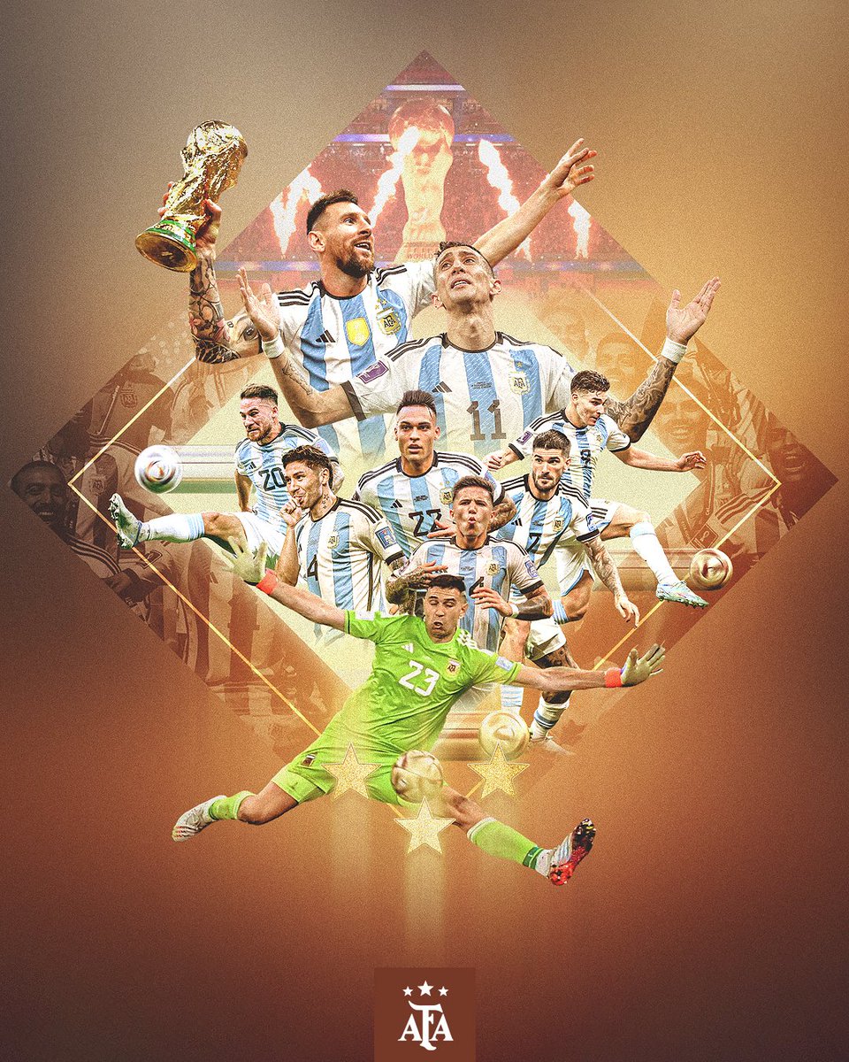 阿根廷官方发布海报，庆祝3年前今天夺得第3座世界杯冠军