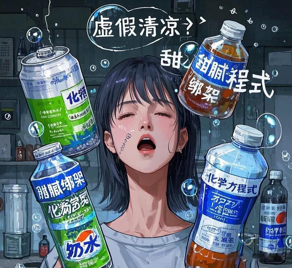 喉咙干涸时，我们总在追逐湿润的幻觉。
碳酸饮料的气泡是调皮的骗子，用刺痛感伪装清