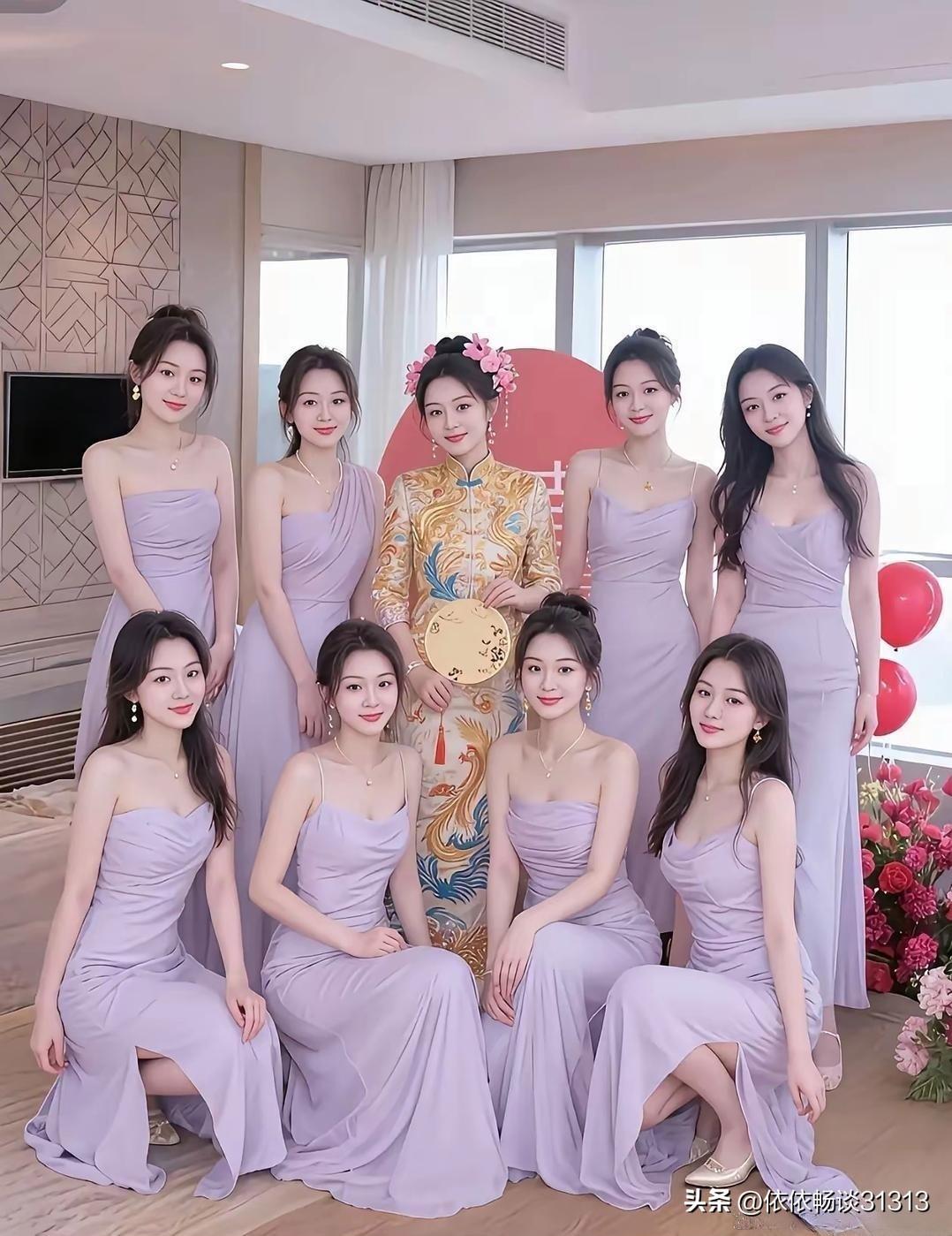 婚礼上的伴娘团也太亮眼了！一眼就被这几位姑娘吸引住，气质温柔大方，看得出来都是新
