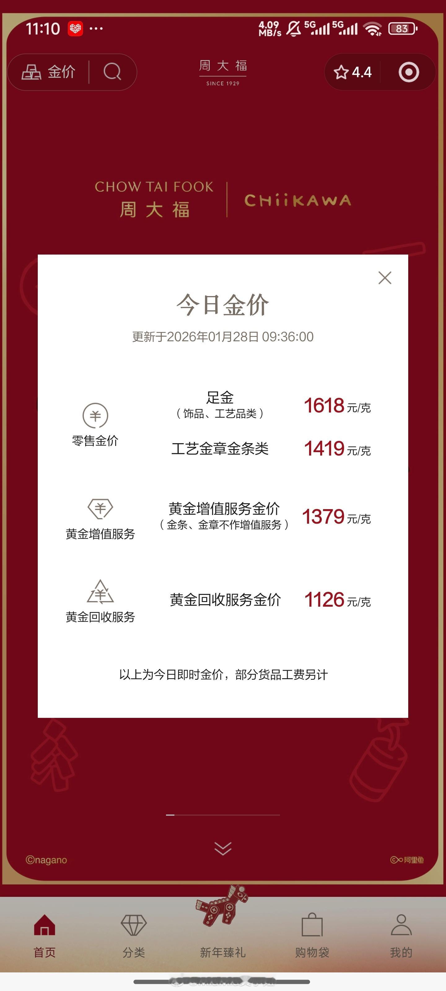 金饰克价涨到1614元颠了颠了每天热搜都是这几个词，麻了都金价