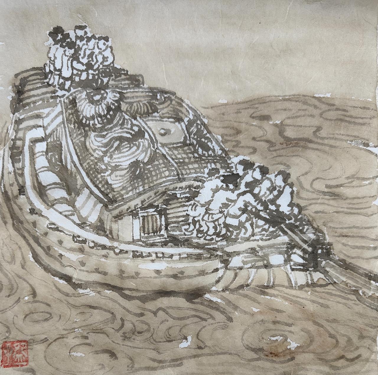 碗子的纸片水墨《慕古手追系列No1》
