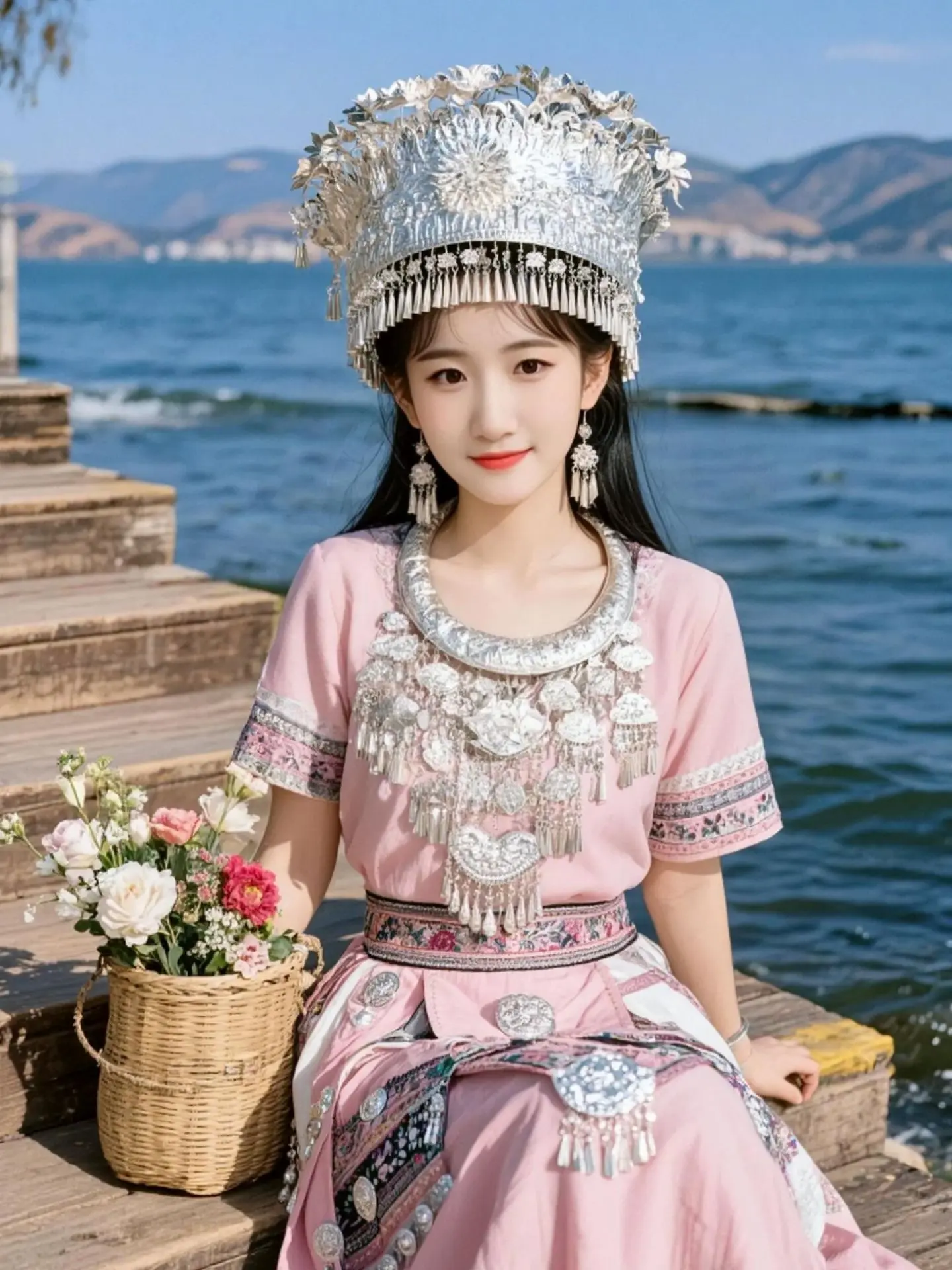 AI湖畔苗风照 ai创作