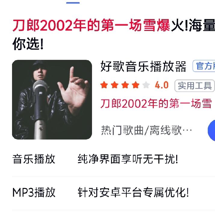 刀郎的成名作品为《2002年的第一场雪》，2004年发行后让他一夜爆红，