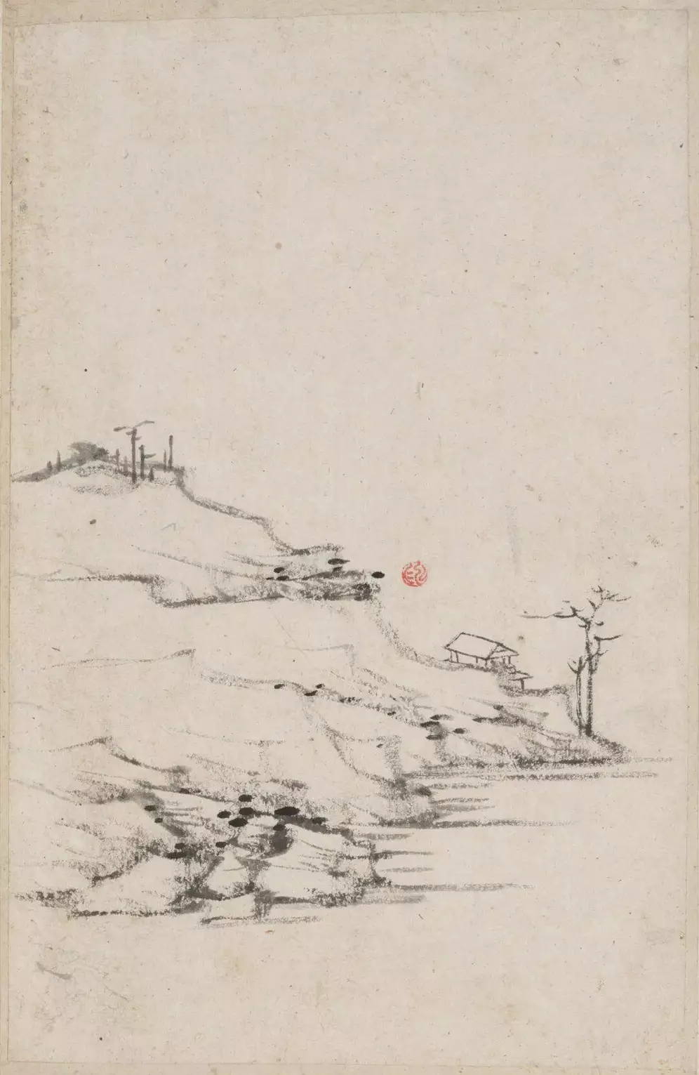 清初四僧 渐江。弘仁(1610-1664)[清]本姓江，名韬，字六奇，又名舫，字