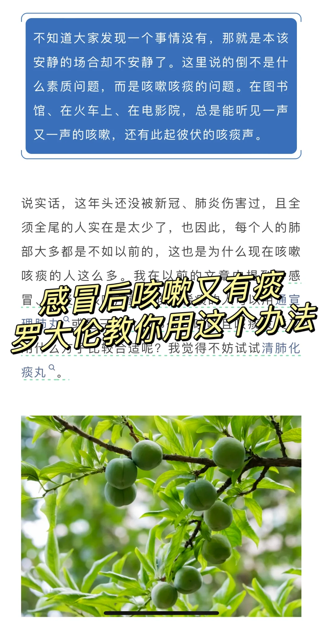 感冒或肺yan后一直咳痰，罗大伦一招解决