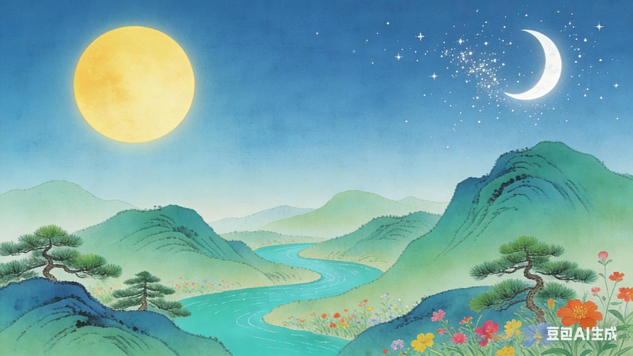 上联：天有日月星辰，诚邀下联地有山川河岳。