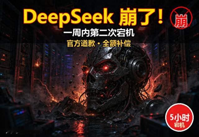 DeepSeek又崩了！一周第二次宕机近5小时，致歉：一周花费全返还