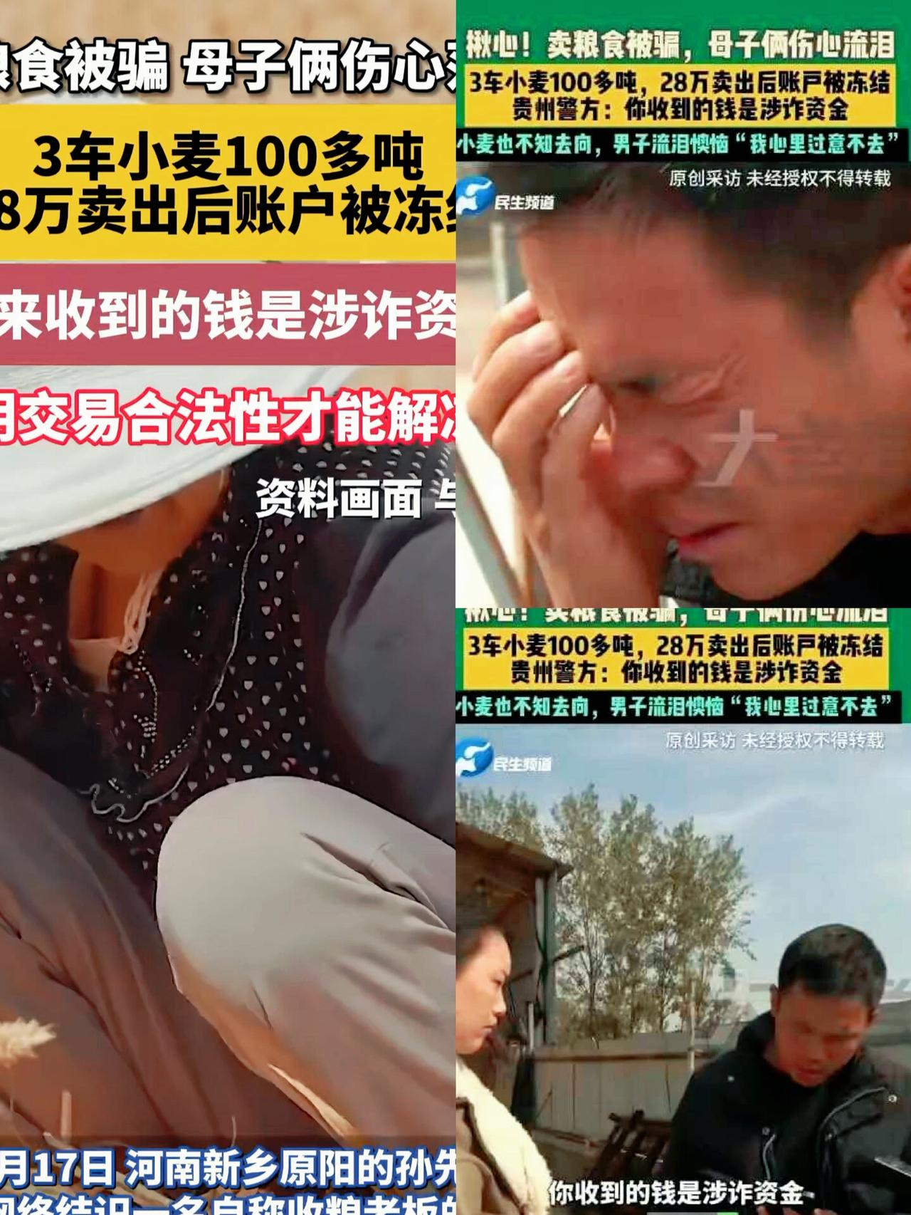 冻结28万所谓的犯罪赃款没有问题，警方同时也应该追回那100吨小麦！

警方冻结