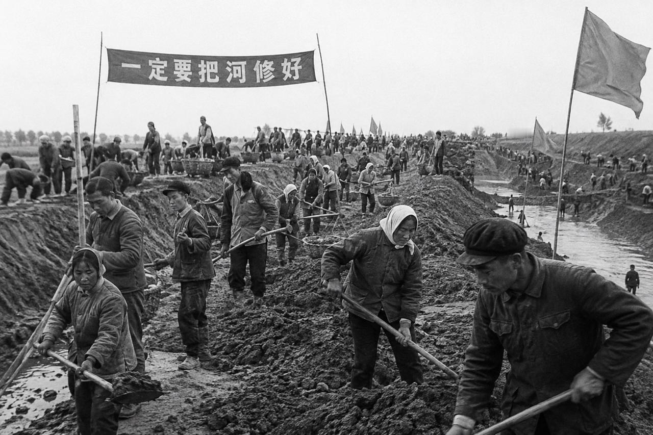 这是 20 世纪 70 年代农民修河挖沟的照片，GPT 给我画的。真实度如何？