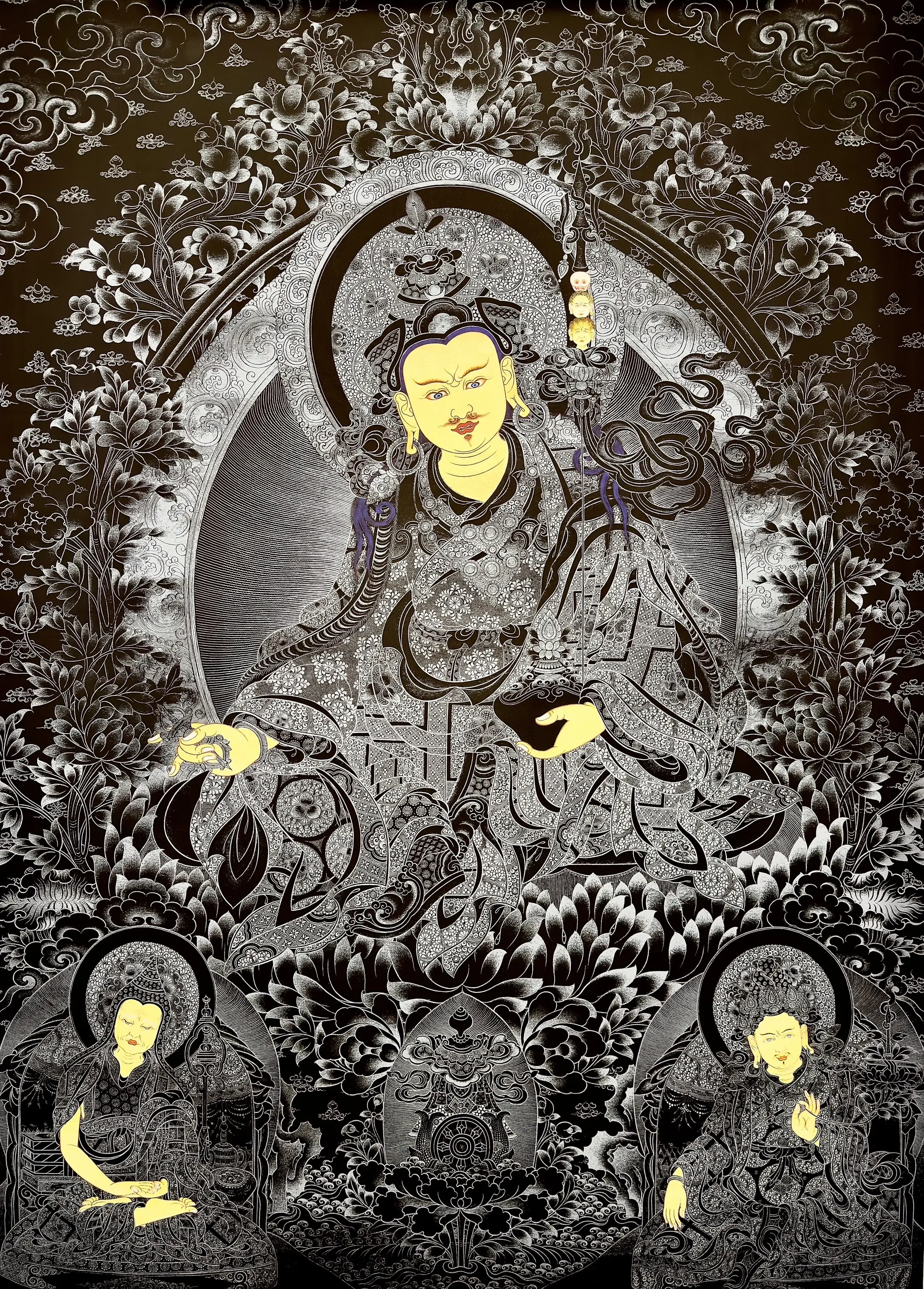 唐卡 描金 艺术 装饰画 莲花生大士