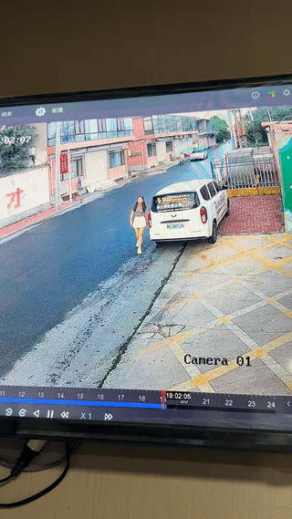 没看懂这名女子为什么要这样做？
那辆车并没有撞到她？
她为什么反而要主动向车头撞