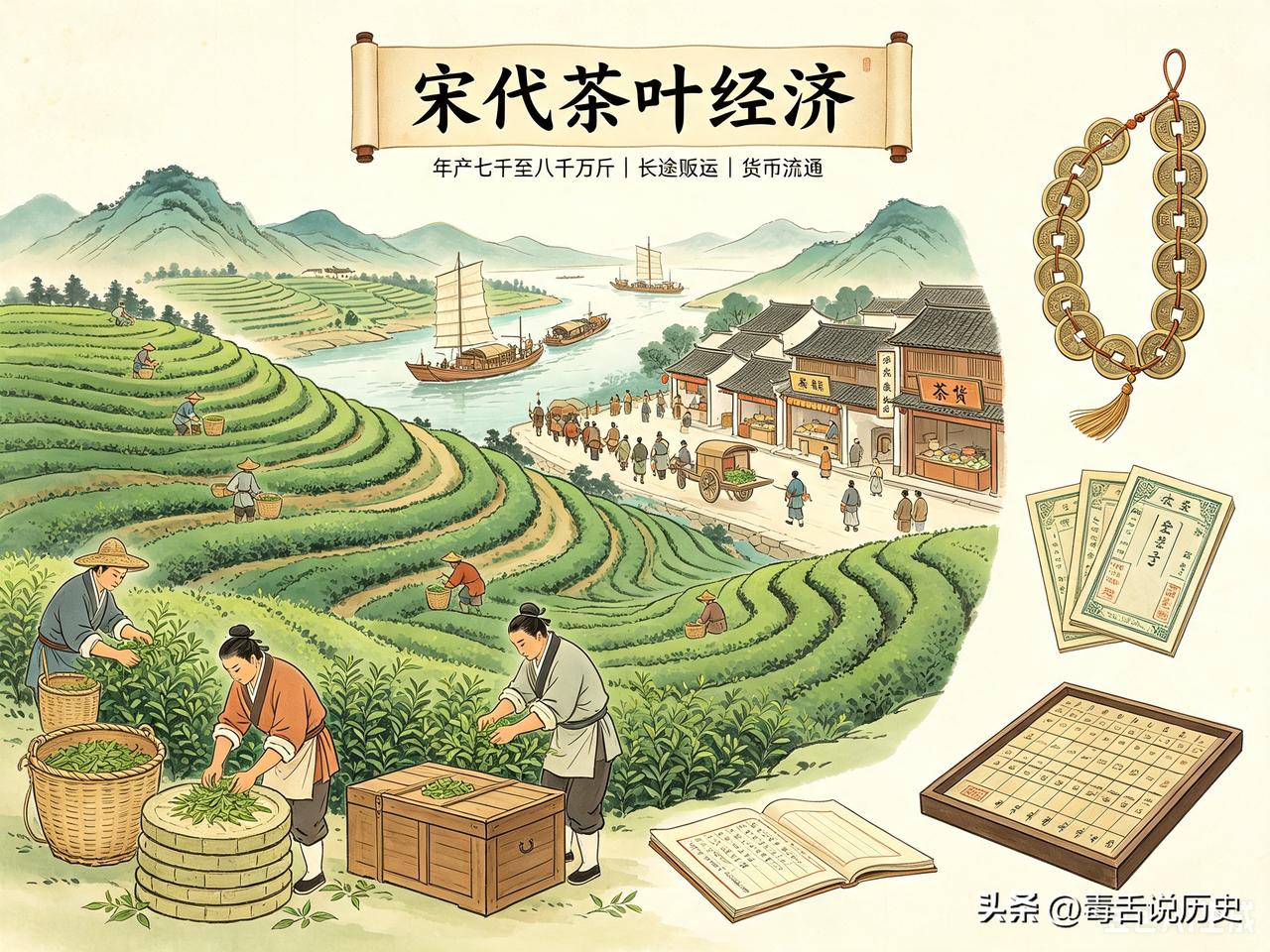 首先，茶叶是支撑大宋财政的支柱之一。 宋代实行榷茶专卖制度，通过“贴射法”、“通